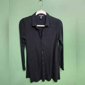 Eileen Fisher Black Button Front Tunic Top XS